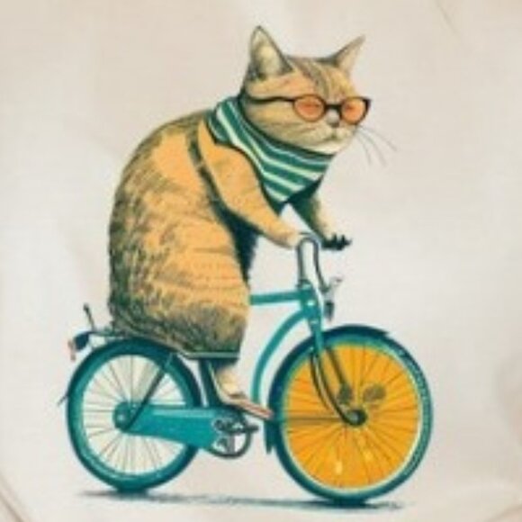 Cats Riding Bicycles Graphics T-shirt, Cat Riding Funny T-shirt - Picture 2 of 4